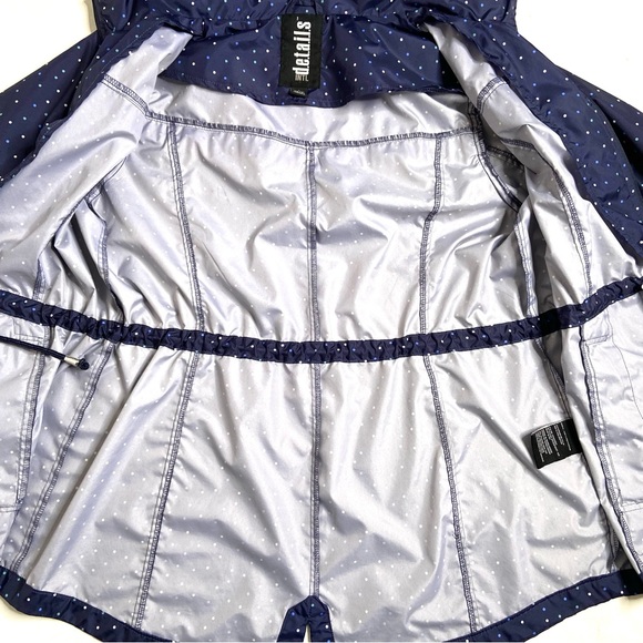 Details Intl Navy Mini Polkadot Packable Hooded Rain Jacket  Size Large - Picture 5 of 14